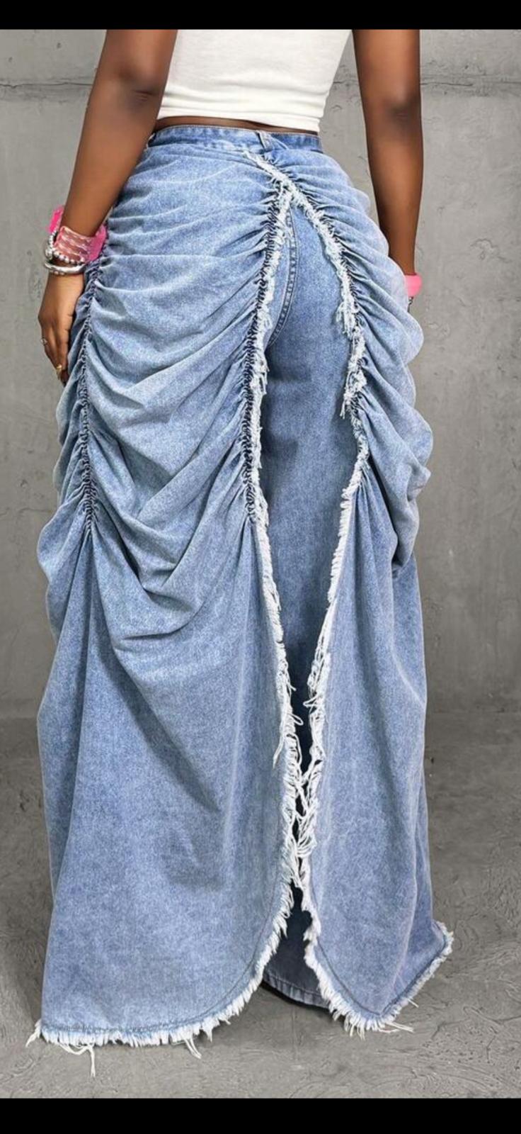 Ruched Wide-leg Jeans