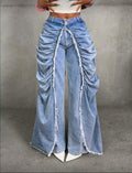 Ruched Wide-leg Jeans